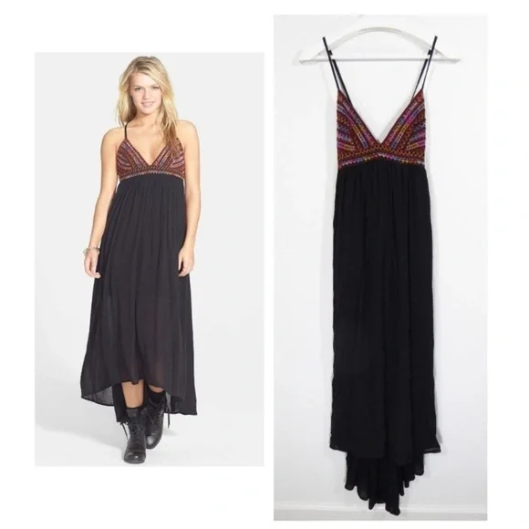 Billabong Wild Skies Maxi Dress Embroidered Empire Waist Gauze Cotton Festival - Picture 6 of 16